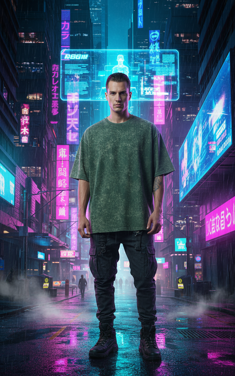 Acid wash oversized Tshirt- Green