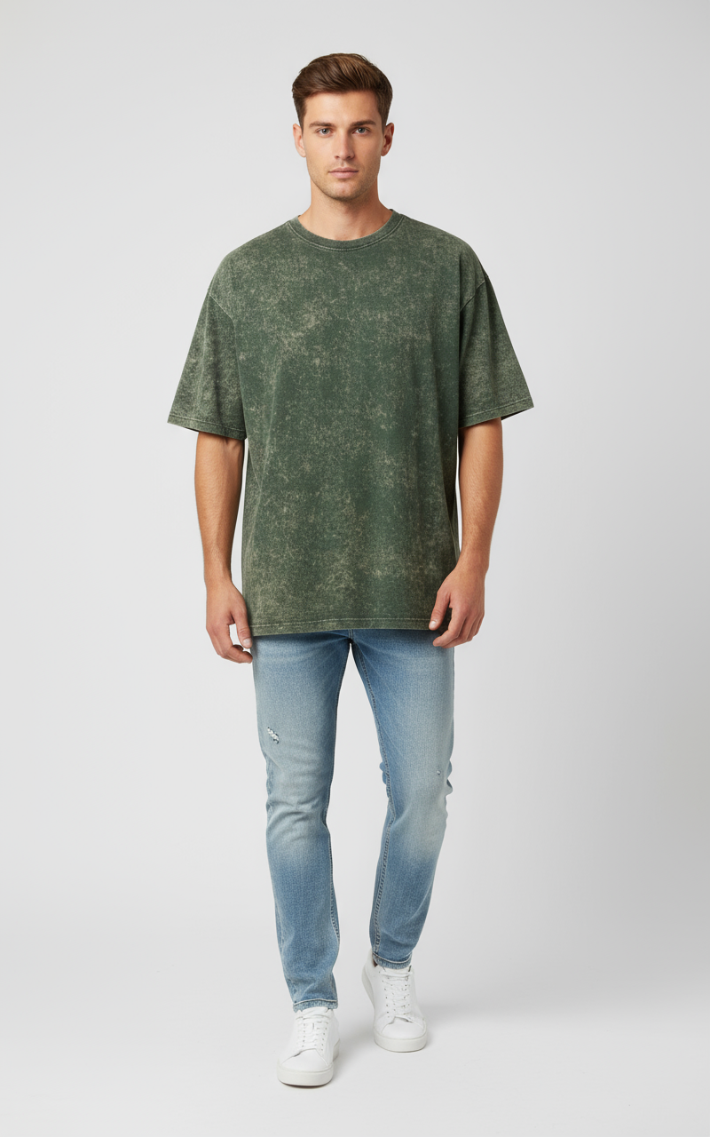 Acid wash oversized Tshirt- Green