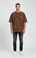 Acid wash Oversized Tshirt - Brown
