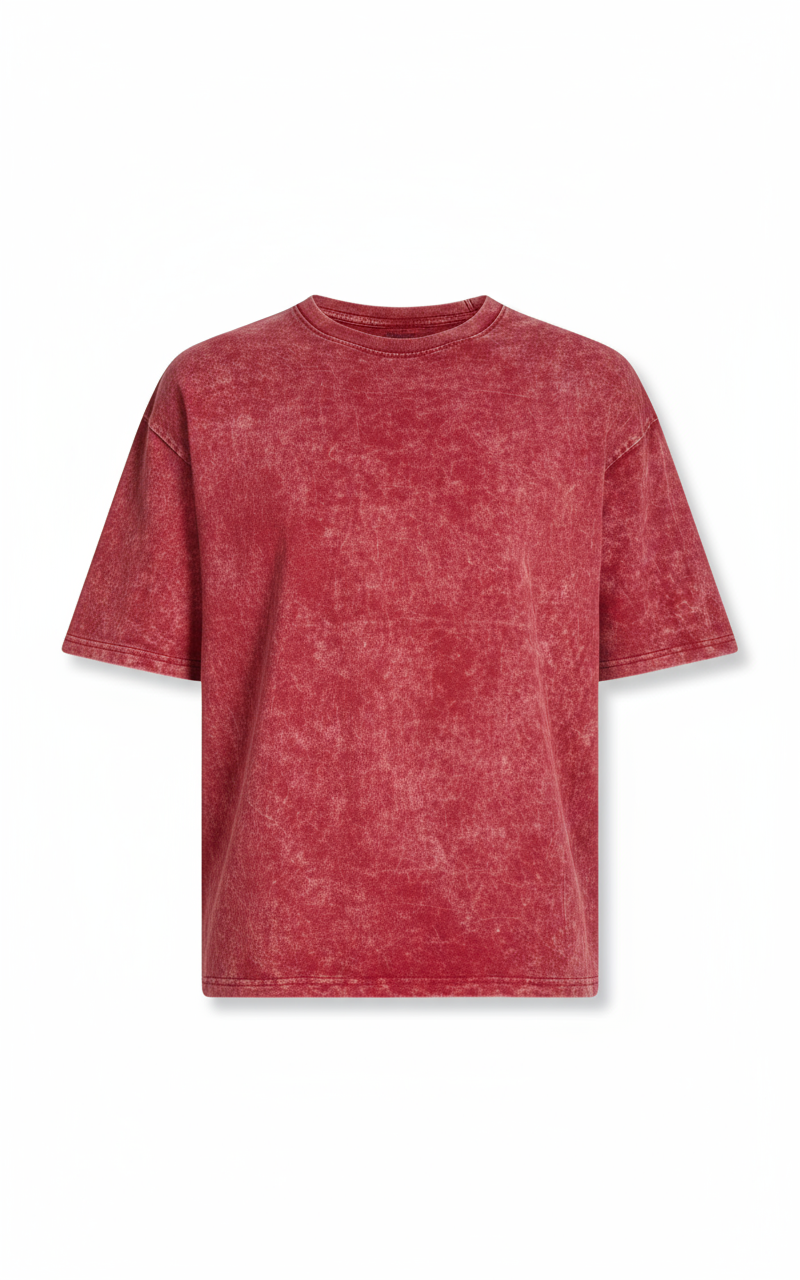 Acid wash oversized Tshirt-Red