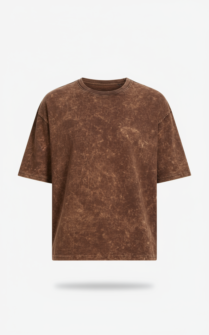 Acid wash Oversized Tshirt - Brown