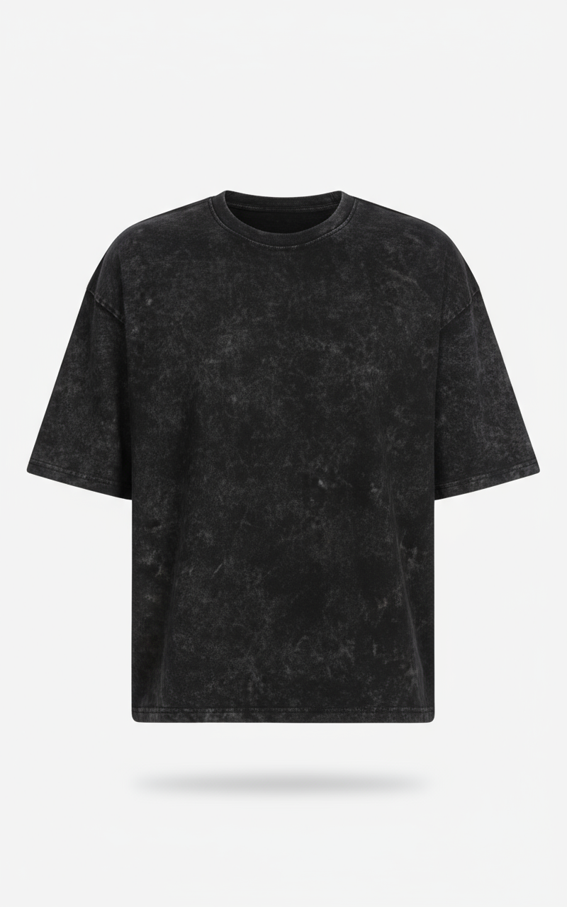 Acid wash oversized tshirt-Black