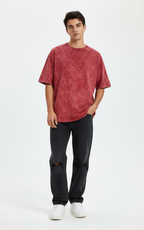 Acid wash oversized Tshirt-Red